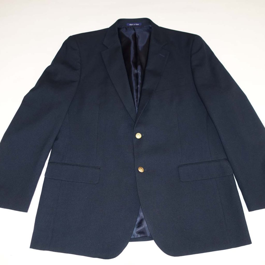Alan Flusser Men's Blazer Size 44 Regular Navy Blue 44r Gold Buttons Coat Jacket